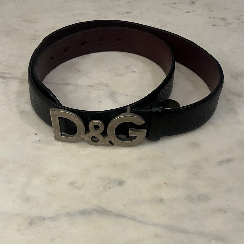 Dolce & Gabbana Black Belt with Silver Logo Buckle